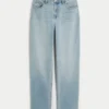 Højtaljede, lysvaskede jeans med lige ben Højtaljede, lysvaskede jeans med lige ben