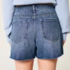 Højtaljede, mørkeblå, afslappede denimshorts 5″ Højtaljede, mørkeblå, afslappede denimshorts 5″