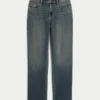 Højtaljede, mørkvaskede jeans med lige ben Højtaljede, mørkvaskede jeans med lige ben