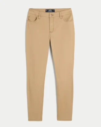 Højtaljede super skinny jeans i khaki