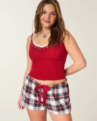 Holiday Vault Release Satin Tie Flannel Mini Shorts Holiday Vault Release Satin Tie Flannel Mini Shorts