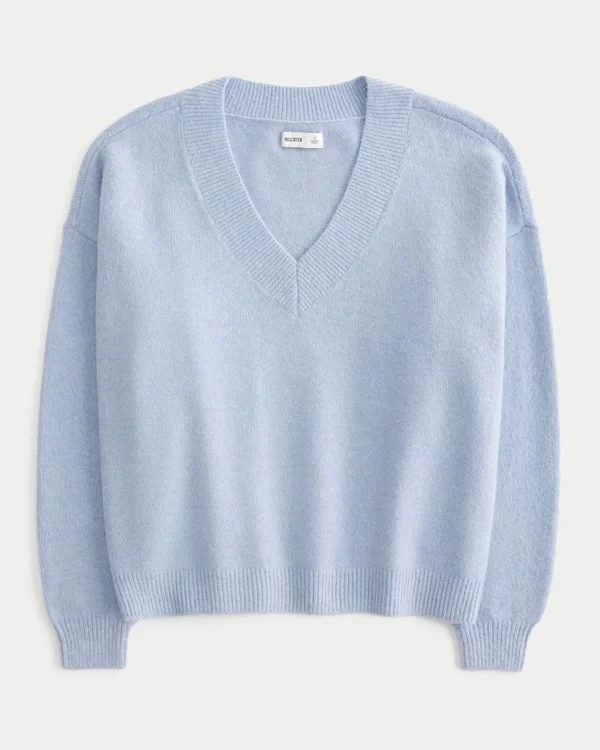 Hollister Comfy Cloud oversized sweater med V-hals Hollister Comfy Cloud oversized sweater med V-hals
