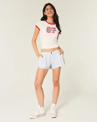 Hollister Livvy lavtaljede shorts i linneblanding