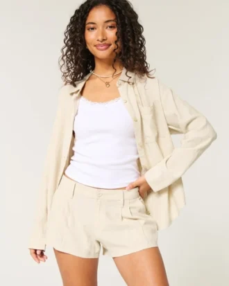 Hollister Livvy lavtaljede shorts i linneblanding 3″