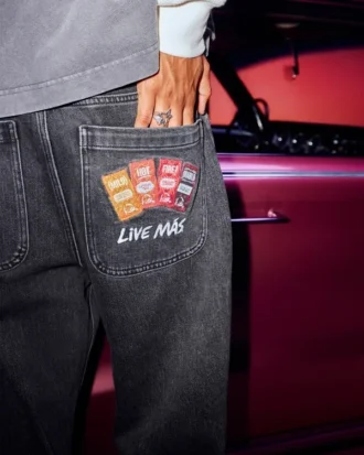 Hollister x Taco Bell Vasket sort broderet grafisk baggy jeans