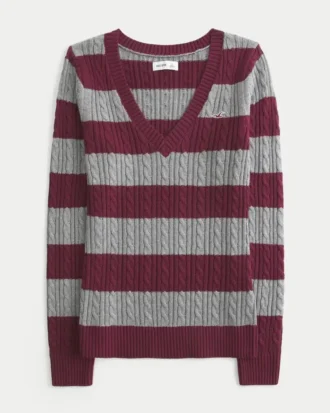 Ikonisk sweater med V-hals og kabelstrik
