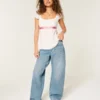 Justerbar talje Lav talje Medium vask Baggy jeans Justerbar talje Lav talje Medium vask Baggy jeans