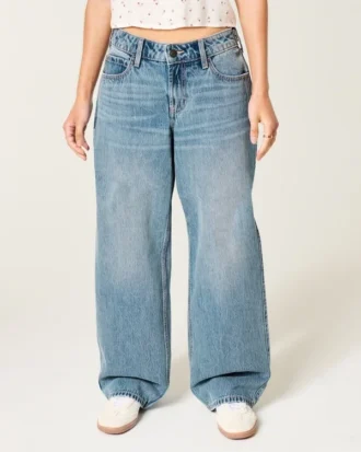 Justerbar talje Lav talje Medium vask Baggy jeans