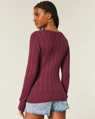 Kabelstrikket ikonisk V-hals sweater