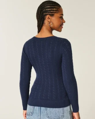 Kabelstrikket ikonisk V-hals sweater