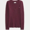Kabelstrikket ikonisk V-hals sweater