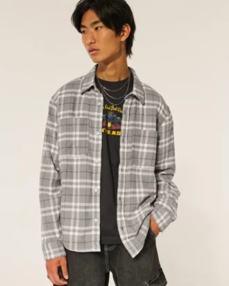 Kasseformet flannelskjorte med termofoder