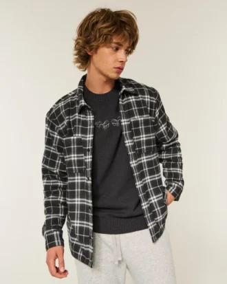 Kasseformet flannelskjorte med termofoder