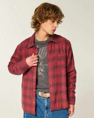 Kasseformet flannelskjorte med termofoder