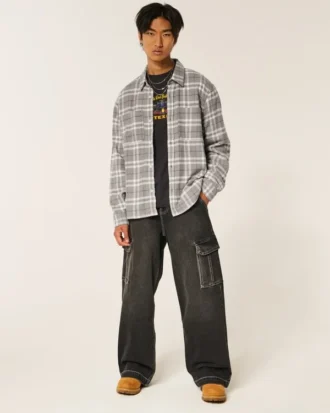 Kasseformet flannelskjorte med termofoder