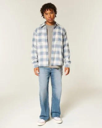 Kasseformet flannelskjorte med termofoder