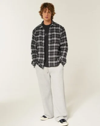 Kasseformet flannelskjorte med termofoder