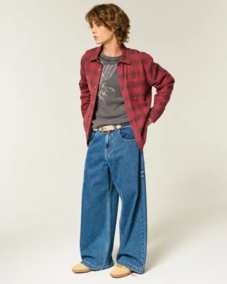 Kasseformet flannelskjorte med termofoder