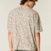 Kasseformet, kort, kraftig T-shirt med leopardprint