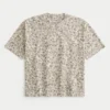 Kasseformet, kort, kraftig T-shirt med leopardprint