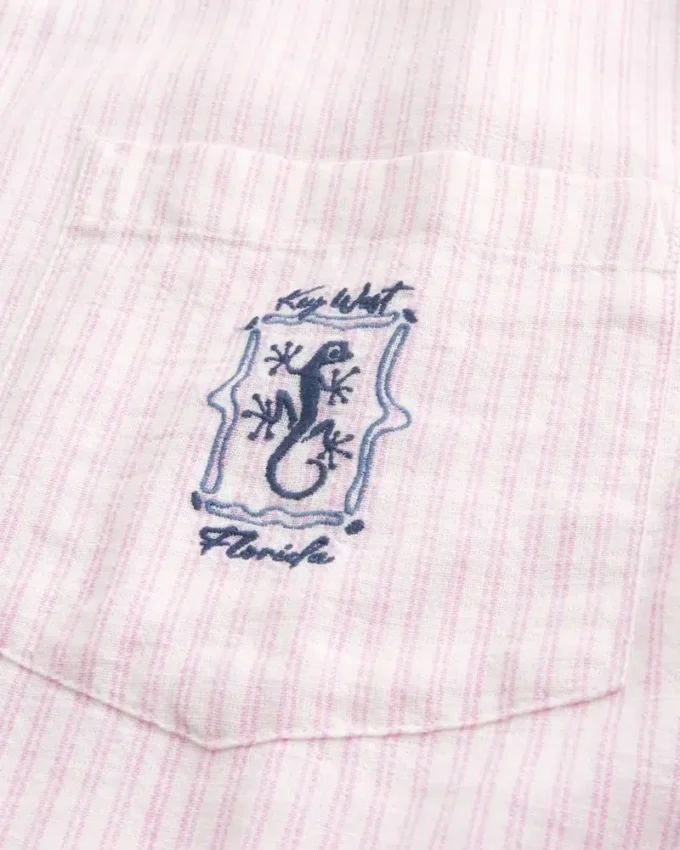 Kasseformet kortærmet Key West-shirt i linneblanding med print Kasseformet kortærmet Key West-shirt i linneblanding med print
