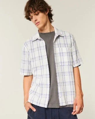 Kasseformet kortærmet skjorte med lommer