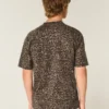 Kasseformet, kraftig bomulds-T-shirt med leopardprint