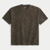 Kasseformet, kraftig bomulds-T-shirt med leopardprint