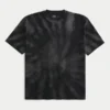 Kasseformet, kraftig bomulds-T-shirt med tie-dye-mønster