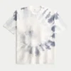 Kasseformet, kraftig bomulds-T-shirt med tie-dye-mønster