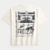 Kasseformet, kraftig Dodge Challenger SRT Hellcat-T-shirt med grafik Kasseformet, kraftig Dodge Challenger SRT Hellcat-T-shirt med grafik