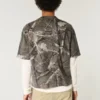 Kasseformet, kraftig, kort camouflage-T-shirt med rund hals