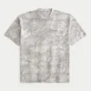 Kasseformet, kraftig T-shirt med mikro-logo og rund halsudskæring