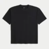 Kasseformet, kraftig T-shirt med mikro-logo og rund halsudskæring
