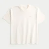Kasseformet, kraftig T-shirt med mikro-logo og rund halsudskæring
