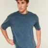 Kasseformet, kraftig, vasket bomulds-T-shirt med rund halsudskæring Kasseformet, kraftig, vasket bomulds-T-shirt med rund halsudskæring