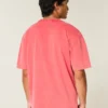 Kasseformet, kraftig, vasket bomulds-T-shirt med rund halsudskæring Kasseformet, kraftig, vasket bomulds-T-shirt med rund halsudskæring