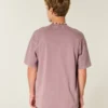 Kasseformet, kraftig, vasket bomulds-T-shirt med rund halsudskæring Kasseformet, kraftig, vasket bomulds-T-shirt med rund halsudskæring