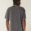 Kasseformet, kraftig, vasket bomulds-T-shirt med rund halsudskæring Kasseformet, kraftig, vasket bomulds-T-shirt med rund halsudskæring