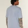 Kasseformet, kraftig, vasket bomulds-T-shirt med rund halsudskæring Kasseformet, kraftig, vasket bomulds-T-shirt med rund halsudskæring