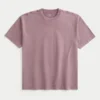 Kasseformet, kraftig, vasket bomulds-T-shirt med rund halsudskæring Kasseformet, kraftig, vasket bomulds-T-shirt med rund halsudskæring