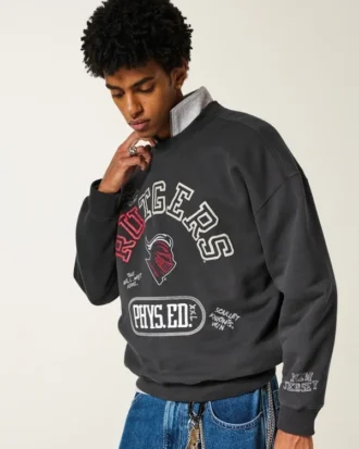 Kasseformet Rutgers University Scarlet Knights grafisk sweatshirt med rund hals Kasseformet Rutgers University Scarlet Knights grafisk sweatshirt med rund hals