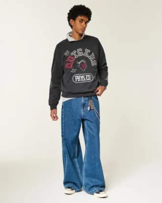 Kasseformet Rutgers University Scarlet Knights grafisk sweatshirt med rund hals Kasseformet Rutgers University Scarlet Knights grafisk sweatshirt med rund hals