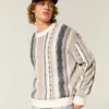 Kasseformet stribet sweater med rund hals
