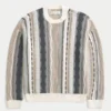 Kasseformet stribet sweater med rund hals