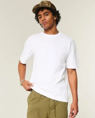 Kasseformet T-shirt i kraftig bomuld Kasseformet T-shirt i kraftig bomuld