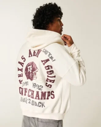 Kasseformet Texas A&M University-hoodie med lynlås og grafik Kasseformet Texas A&M University-hoodie med lynlås og grafik