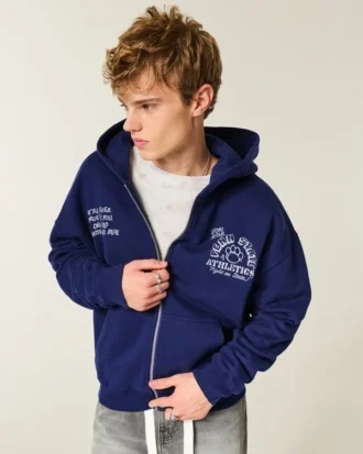 Kasseformet zip-up Penn State University Nittany Lions grafisk hættetrøje Kasseformet zip-up Penn State University Nittany Lions grafisk hættetrøje