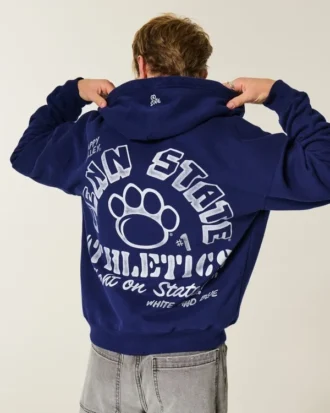 Kasseformet zip-up Penn State University Nittany Lions grafisk hættetrøje Kasseformet zip-up Penn State University Nittany Lions grafisk hættetrøje