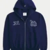 Kasseformet zip-up Penn State University Nittany Lions grafisk hættetrøje Kasseformet zip-up Penn State University Nittany Lions grafisk hættetrøje